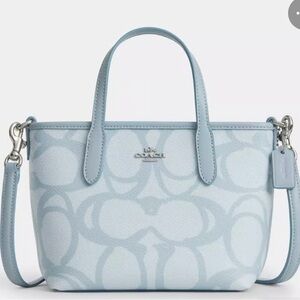 Coach Light Blue Mini City Tote with Signature Sketch Pattern. NWT *SOLD OUT*